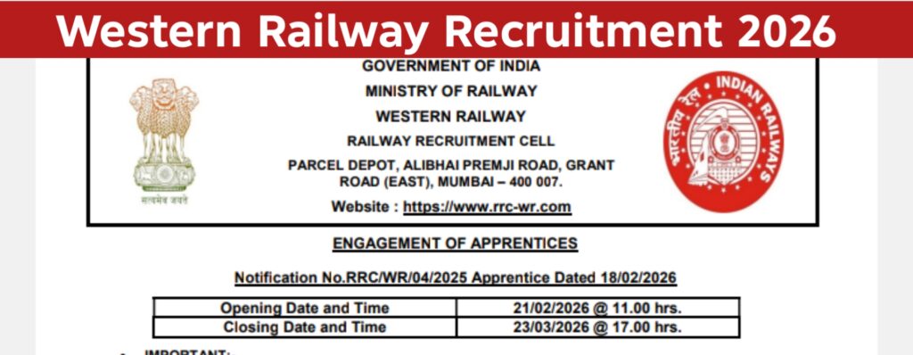 Western Railway Recruitment 2026