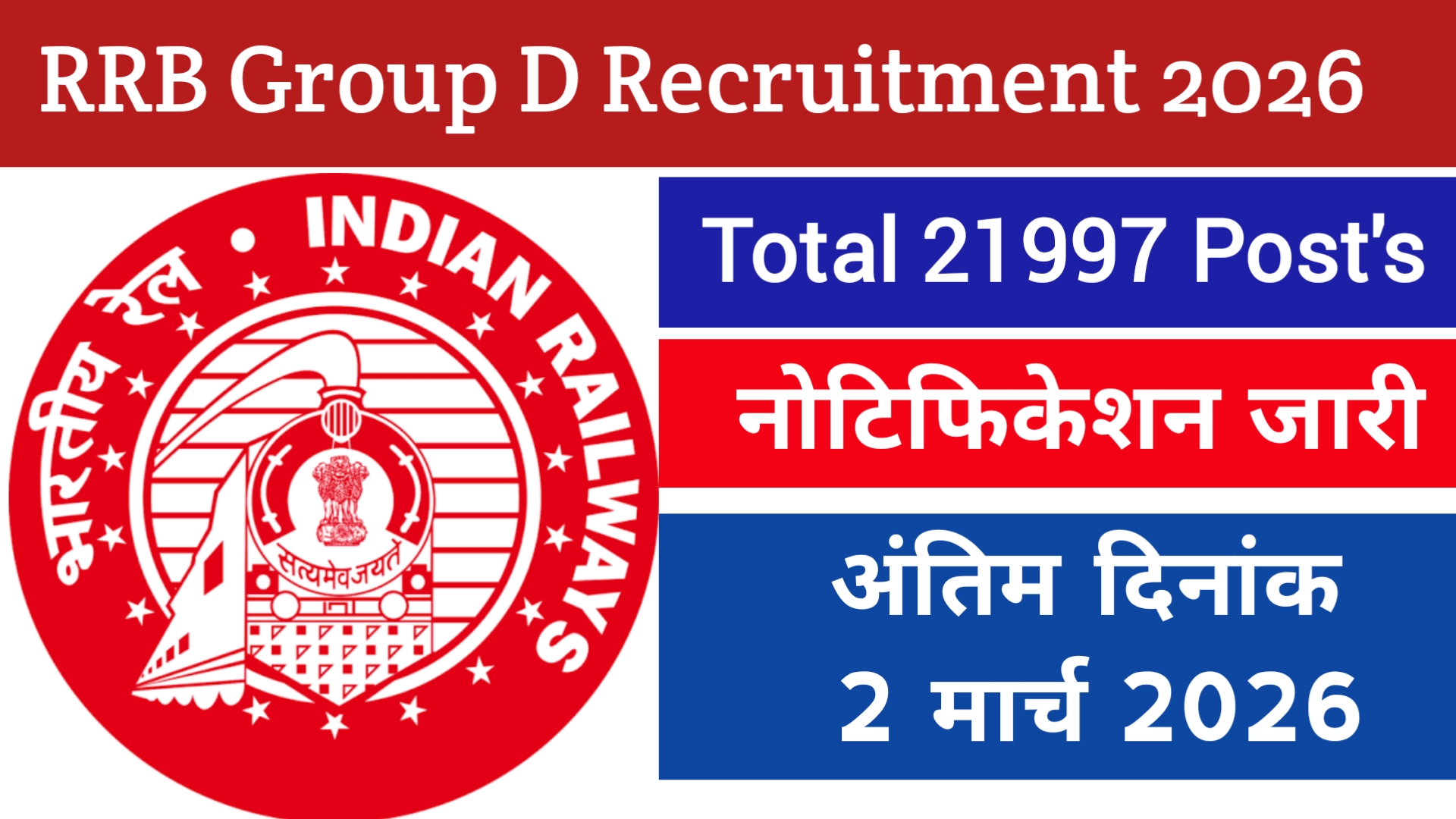 RRB Group D Recruitment 2026 Latest gov job