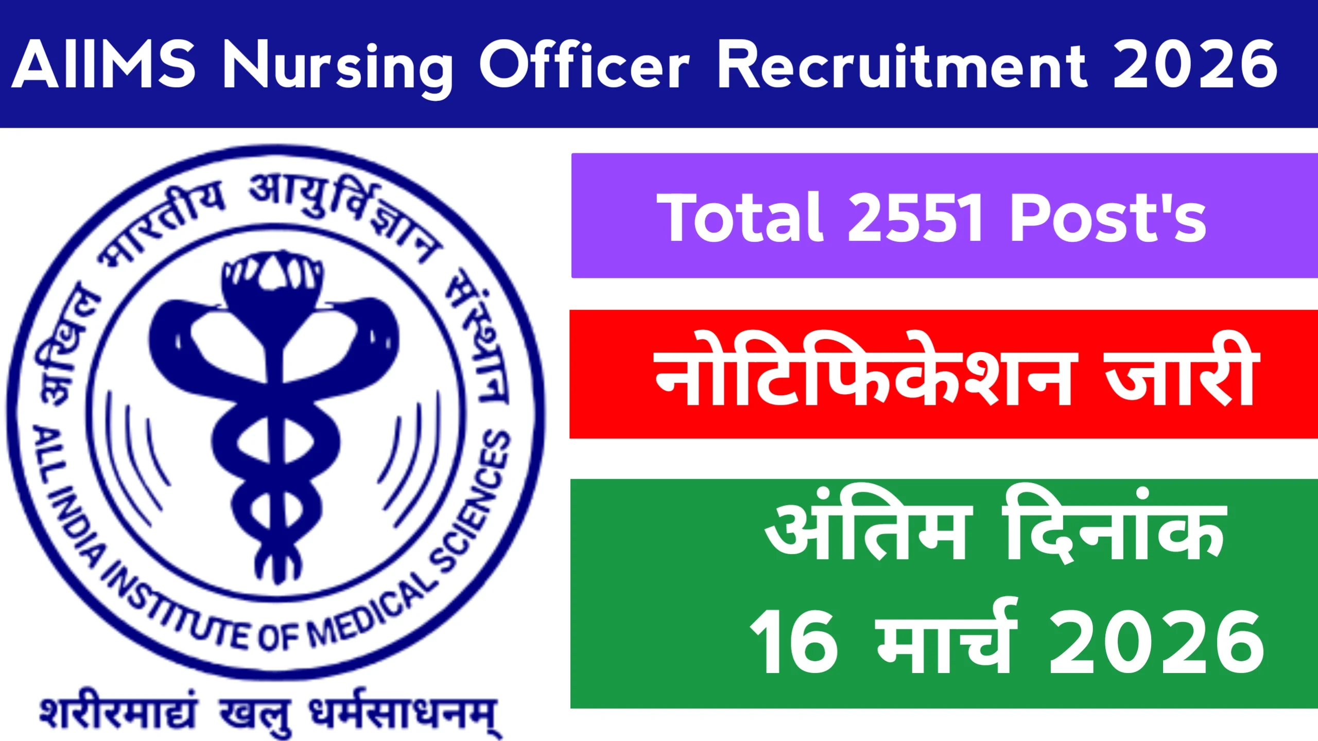 AIIMS Nursing Officer Recruitment 2026